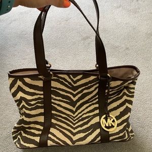 Michael Kors brown zebra tote bag